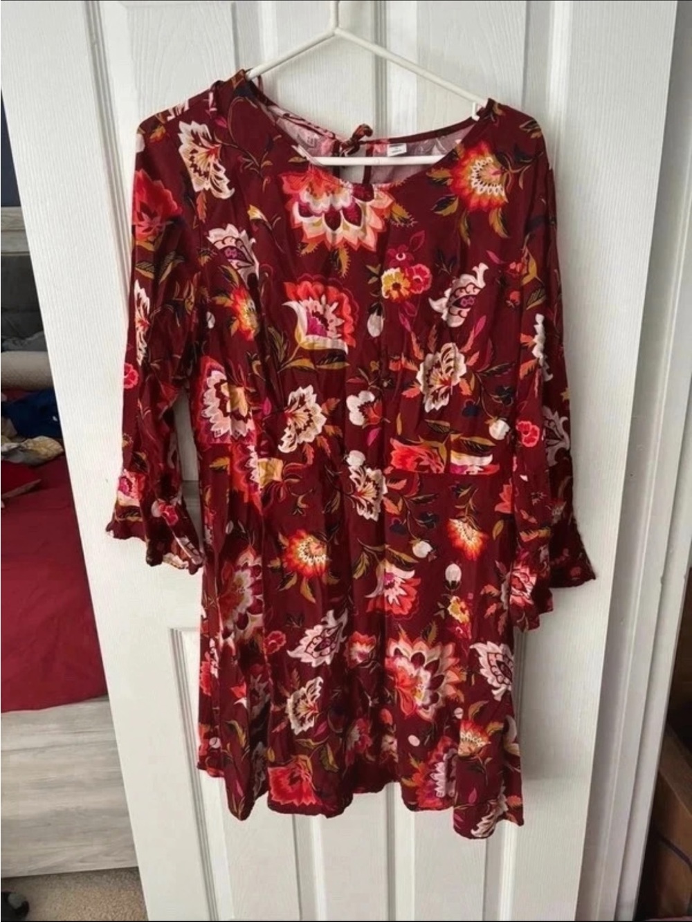 Old Navy Burgundy Floral Casual Dress